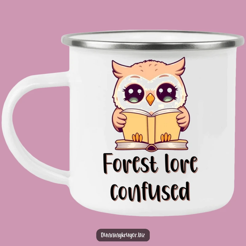 Funny Giggling Owl Camping Mug - Wide-Eyed Book Humor Outdoor Cup Gift