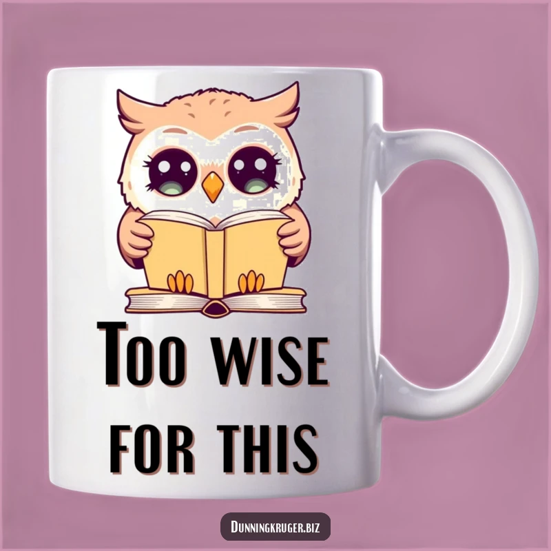 Funny Giggling Owl Mug - Wide-Eyed Blank Stare Book Humor Gift