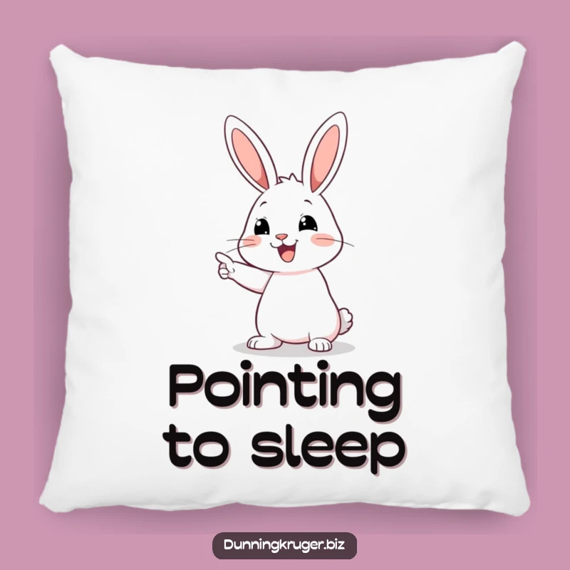 Funny Pointing Rabbit Accent Pillow, Cozy Mystery Decor, Adorable Funny Gift