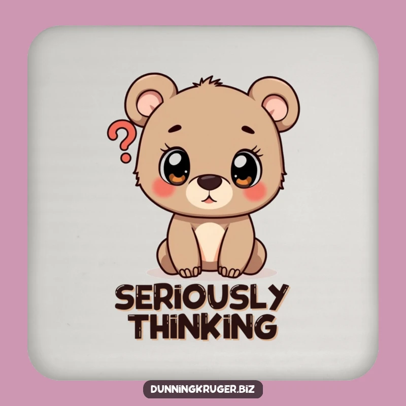Funny Curious Bear Cub Question Mark Coaster - Protect Surfaces Gift
