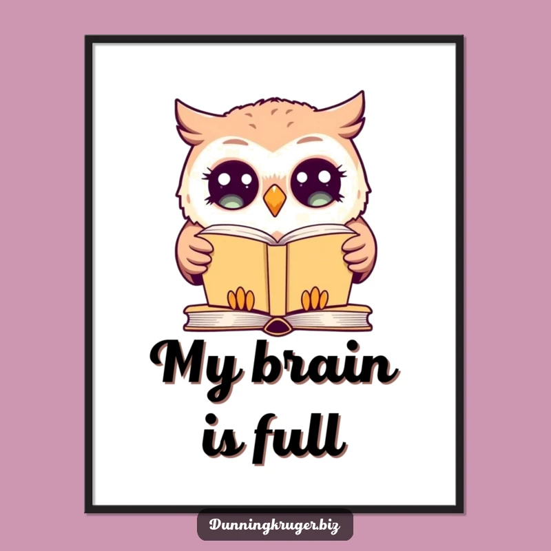 Funny Giggling Owl Poster - Wide-Eyed Book Art Print Wall Decor Gift