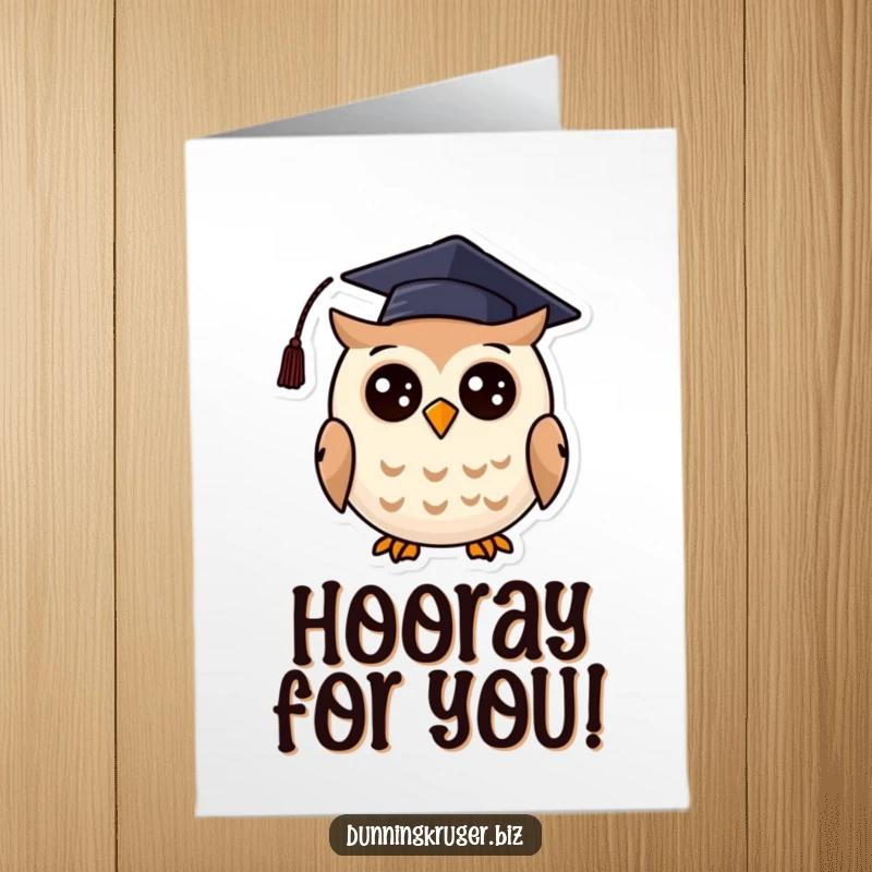 Funny Free Printable Congrats Card: A cheerful round owl sporting a tiny, crooked graduation cap.