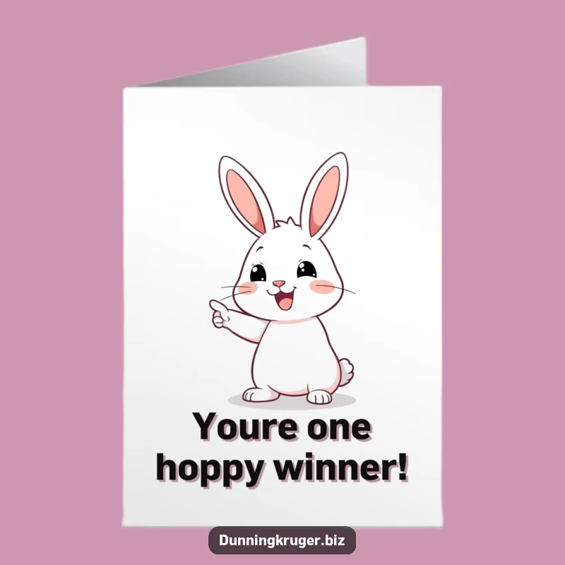 Free Printable Congrats Card: Rabbit Pointing Success Downloadable Gift