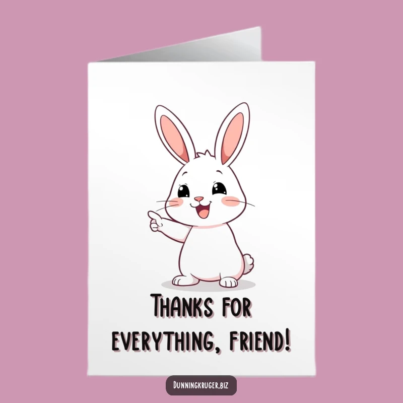 Free Printable Thank You Card: Rabbit Pointing Gratitude Downloadable Gift